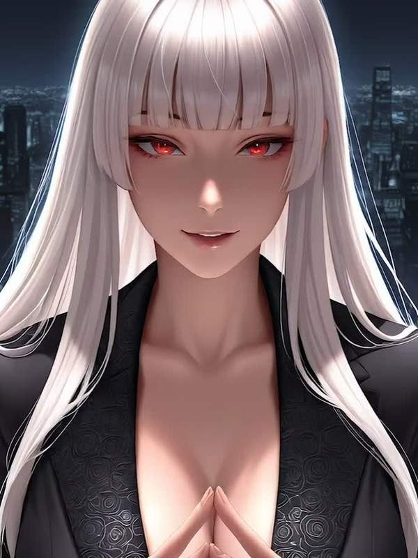 Weisses Haar rotes Auge - Anime Siren reitet Schwanz